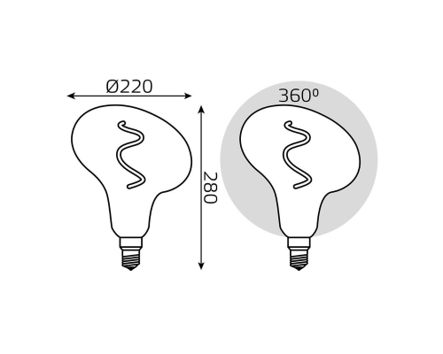 Лампа светодиодная филаментная Gauss E27 6W 2400K серая 165802008