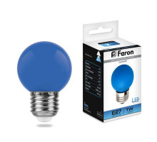 Лампа светодиодная Feron E27 1W синяя LB-3725118