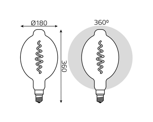 Лампа светодиодная филаментная Gauss E27 8,5W 1800K серая 152802005