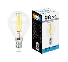 Лампа светодиодная филаментная Feron E14 7W 6400K прозрачная LB-52 38221