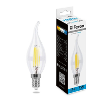 Лампа светодиодная филаментная Feron E14 7W 6400K прозрачная LB-67 38233