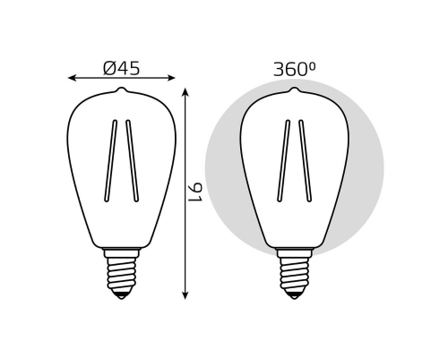 Лампа светодиодная филаментная Gauss E14 4,5W 2700K прозрачная 1141115