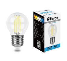 Лампа светодиодная филаментная Feron E27 9W 6400K прозрачная LB-509 38224