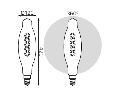 Лампа светодиодная филаментная Gauss E27 8W 2400K золотая 156802008