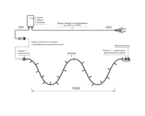 Уличная светодиодная гирлянда Ardecoled нить 230V теплый белый/белый ARD-String-Pro-10000-Black-100Led-Flash Warm 025825