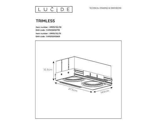 Встраиваемый светильник Lucide Trimless 09931/02/30