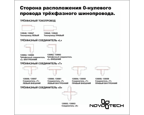 Соединитель T левый внешний с токопроводом для трехфазного шинопровода Novotech Port 135057