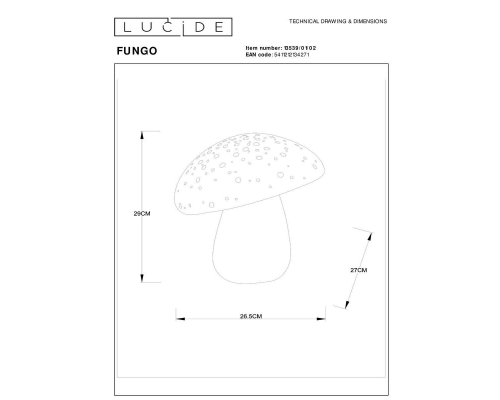 Настольная лампа Lucide Fungo 13539/01/02