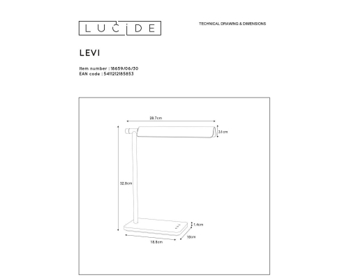 Настольная лампа Lucide Levi 18659/06/30