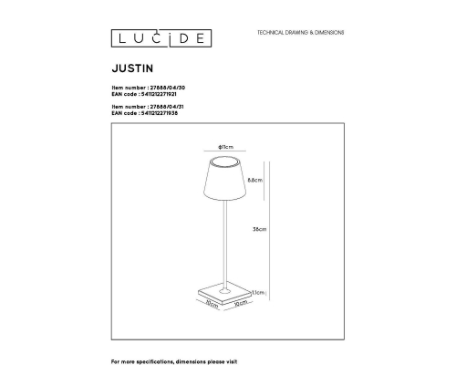 Уличный светодиодный светильник Lucide Justin 27888/04/31