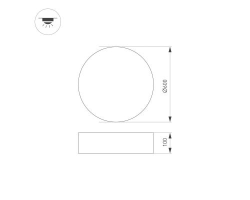 Накладной светодиодный светильник Arlight SP-TOR-PILL-PRISM-R600-50W Warm3000 (BK, 100 deg) 023001(3)