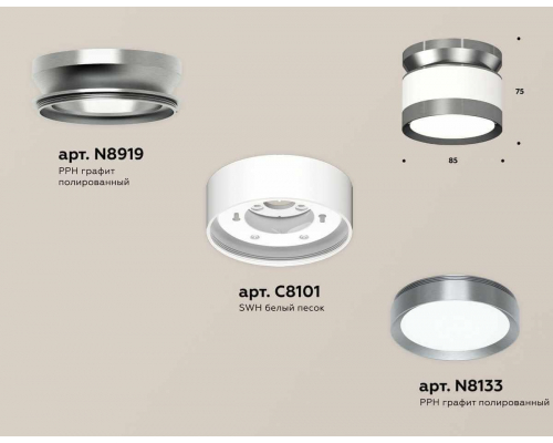 Комплект накладного светильника Ambrella light Techno Spot XS (N8919, C8101, N8133) XS8101070