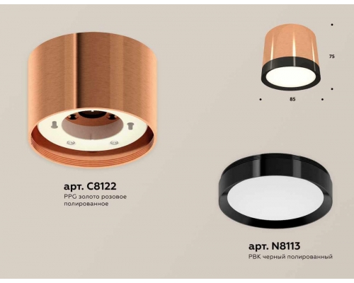 Комплект накладного светильника Ambrella light Techno Spot XS (C8122, N8113) XS8122001