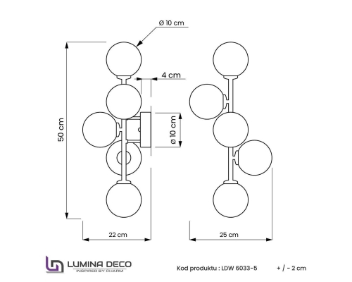 Настенный светильник Lumina Deco Marsiada LDW 6033-5 BK+F.GD