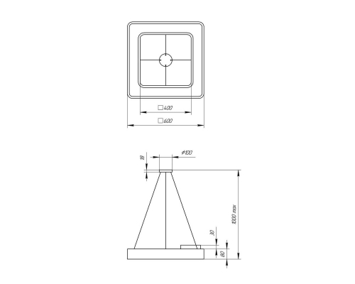 Подвесной светодиодный cветильник Geometria ЭРА Quadro SPO-161-W-40K-060 60Вт 4000К белый Б0050582