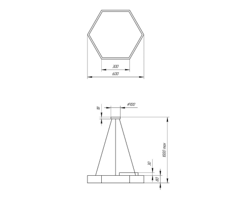 Подвесной светодиодный cветильник Geometria ЭРА Hexagon SPO-121-B-40K-038 38Вт 4000К черный Б0050551