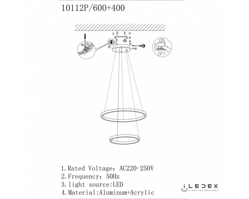 Подвесной светодиодный светильник iLedex Axis 10112P/2-39W-3000K (6/4) BR