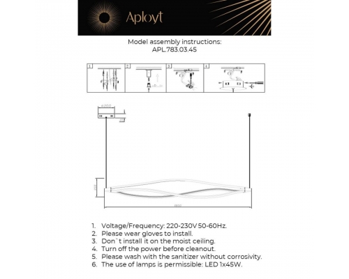 Подвесной светодиодный светильник Aployt Manon APL.783.03.45