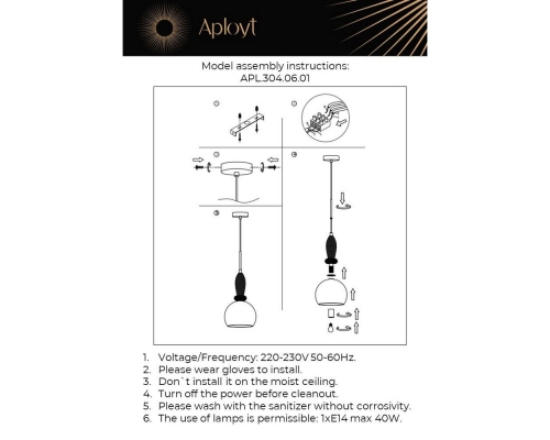 Подвесной светильник Aployt Kristel APL.304.06.01