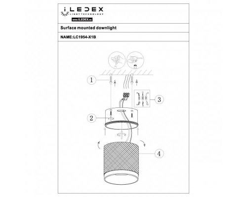 Потолочный светодиодный светильник iLedex Delta 1955-10W-3000K-36 BK+GRP