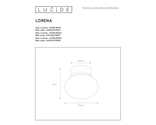 Потолочный светильник Lucide Lorena 03140/18/62