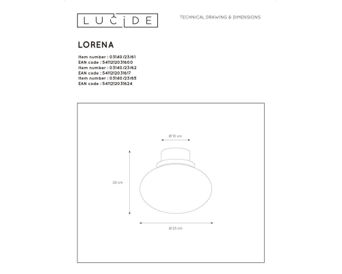 Потолочный светильник Lucide Lorena 03140/23/61