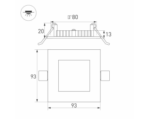 Встраиваемый светодиодный светильник Arlight DL-93x93M-5W Day White 020122