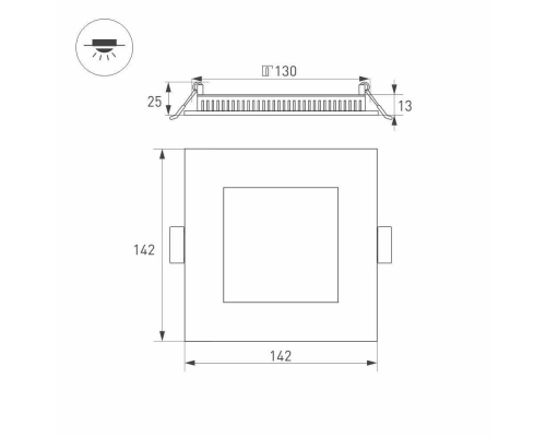 Встраиваемый светодиодный светильник Arlight DL-142x142M-13W White 020128