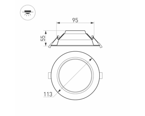 Встраиваемый светодиодный светильник Arlight IM-Cyclone-R115-10W Warm3000 023198(2)