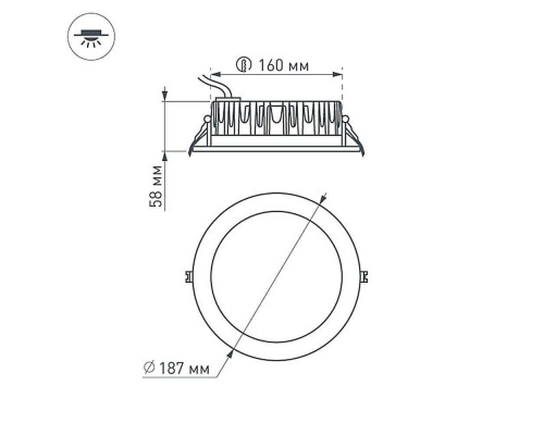 Встраиваемый светодиодный светильник Arlight LTD-187WH-Frost-21W Warm White 110deg 021069