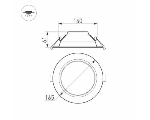 Встраиваемый светодиодный светильник Arlight IM-Cyclone-R165-18W Warm3000 023213(2)