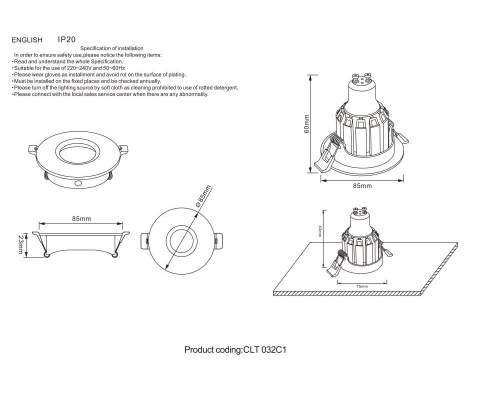 Встраиваемый светильник Crystal Lux CLT 032C1 WH