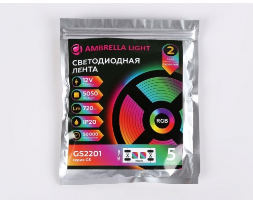 Светодиодная лента Ambrella Light 7,2W/m 30LED/m 5050SMD RGB 5M GS2201