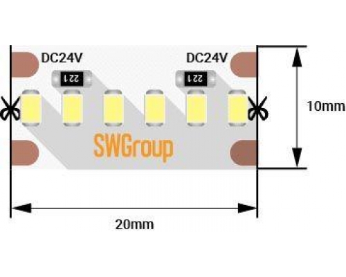 Светодиодная лента SWG 19,2W/m 60LED/m 2216SMD теплый белый 5M 003604