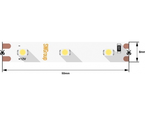 Светодиодная лента SWG 4,8W/m 60LED/m 3528SMD нейтральный белый 5M 006314