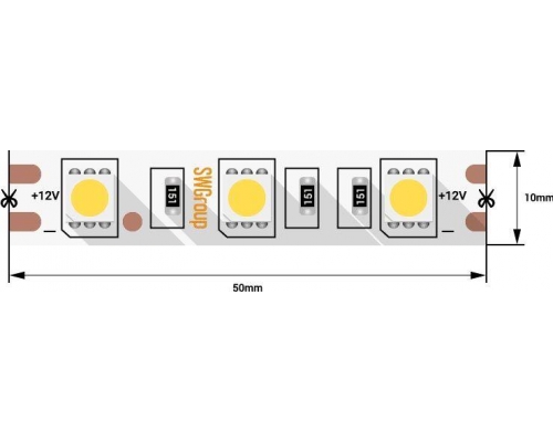 Светодиодная лента SWG 14,4W/m 60LED/m 5050SMD теплый белый 5M 007266