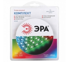 Светодиодная влагозащищенная лента ЭРА 14,4W/m 60LED/m 5050SMD RGB 5M 5050kit-14,4-60-12-IP65-RGB-5m Б0043070