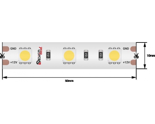 Светодиодная влагозащищенная лента DesignLed 14,4W/m 60LED/m 5050SMD холодный белый 5M 000518