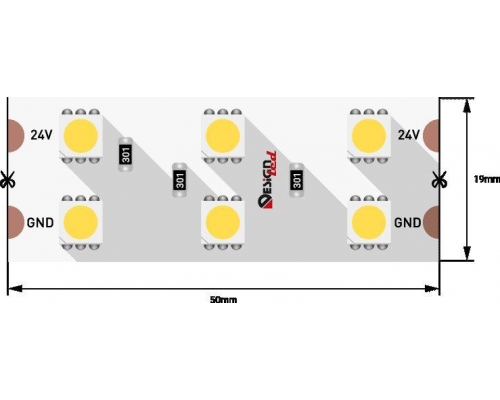 Светодиодная влагозащищенная лента DesignLed 28,8W/m 120LED/m 5050SMD холодный белый 5M 000522