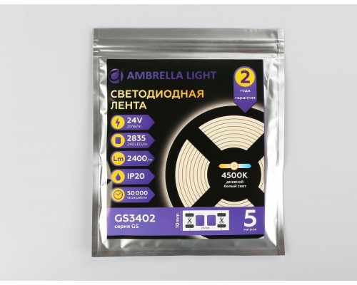 Светодиодная лента Ambrella Light 20W/m 240LED/m 2835SMD дневной белый 5M GS3402