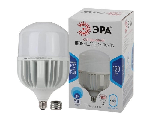 Лампа светодиодная сверхмощная ЭРА E27/E40 120W 4000K матовая LED POWER T160-120W-4000-E27/E40 Б0049103