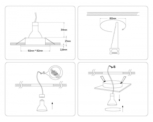 Встраиваемый светильник Ambrella light Techno Spot Standard Tech A8925