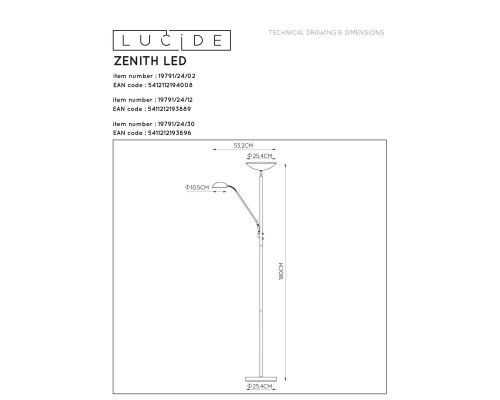 Торшер Lucide Zenith 19791/24/02