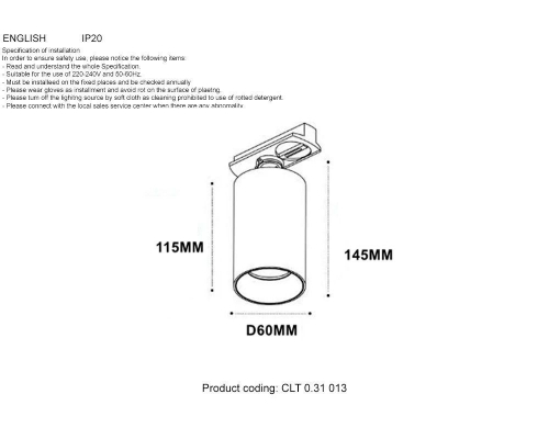 Трековый светильник Crystal Lux CLT 0.31 013 WH-WH