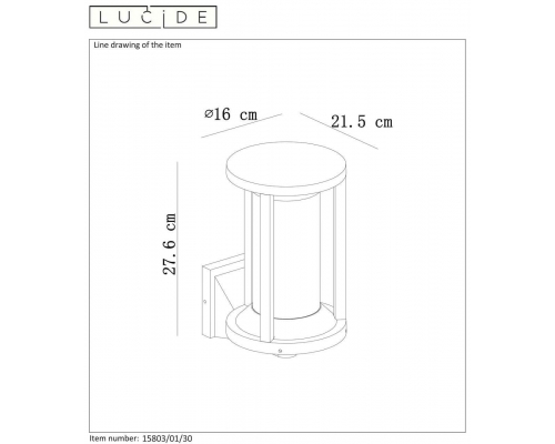 Уличный настенный светильник Lucide Cadix 15803/01/30