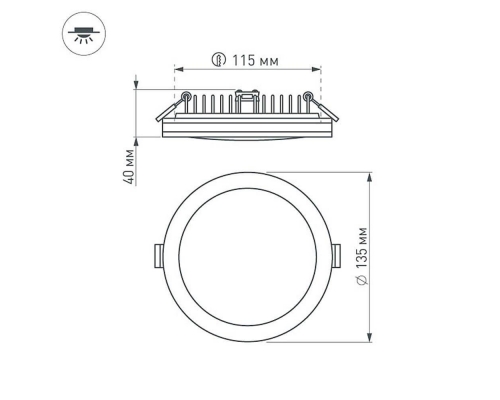 Встраиваемый светодиодный светильник Arlight LTD-135SOL-20W Warm White 020712