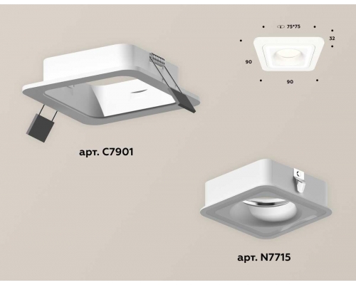 Комплект встраиваемого светильника Ambrella light Techno Spot XC (C7901, N7715) XC7901011