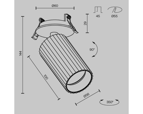 Встраиваемый светильник Maytoni Technical Calipso C110CL-01-GU10-W