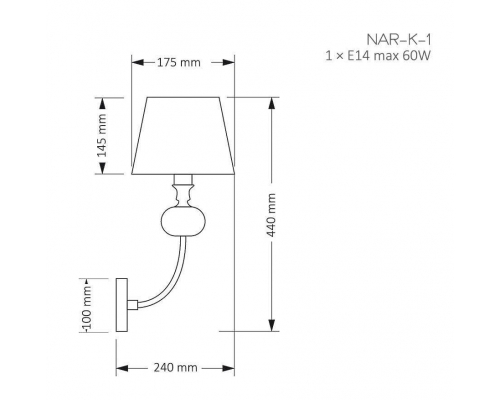 Бра Kutek MOOD NAR-K-1 (BC)