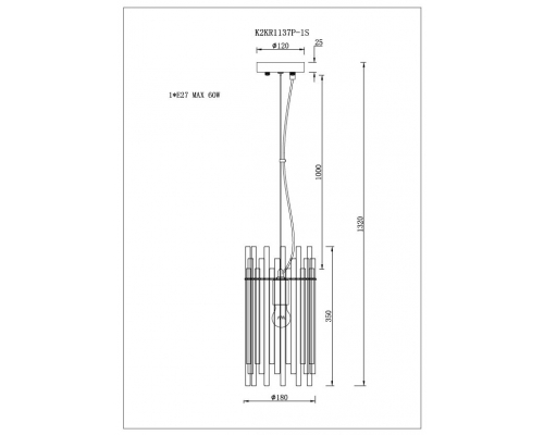 Светильник потолочный Garda Decor K2KR1137P-1S